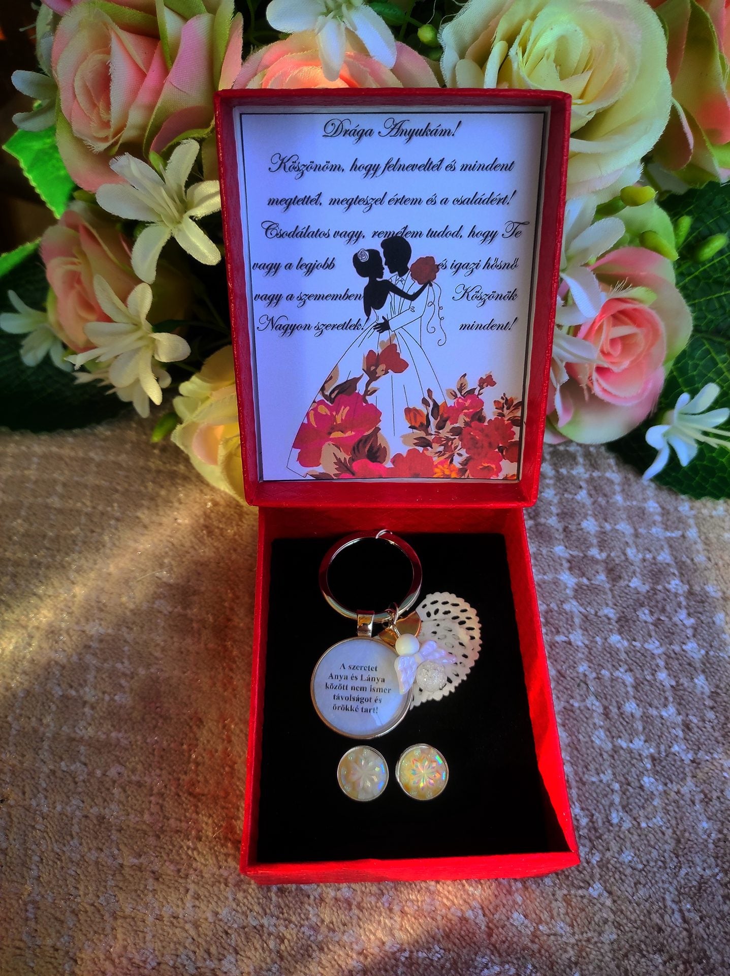 Anya lánya / fia kulcstartó fehér